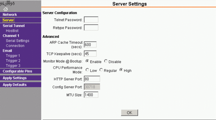 Xport Server Settings