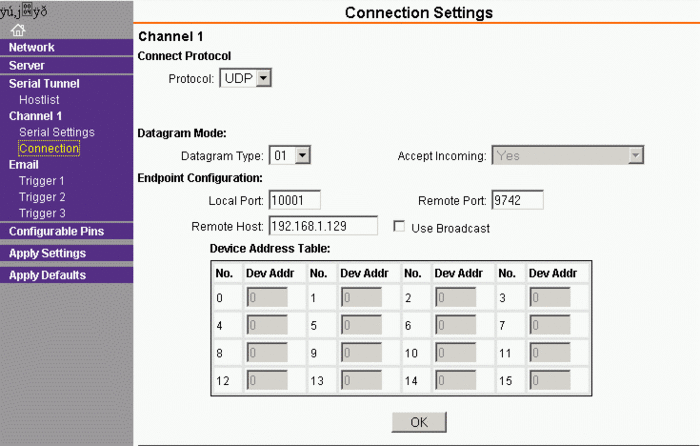 Xport Connection Settings